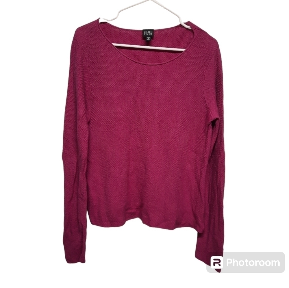 Eileen Fisher Italian Yarn 100% Wool Purple Sweater Women's Large